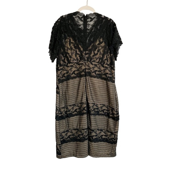 Marina Black/Nude Tiered Lace Beaded V-Neck Date Night Party Dress Size 18W NWT - Picture 3 of 4
